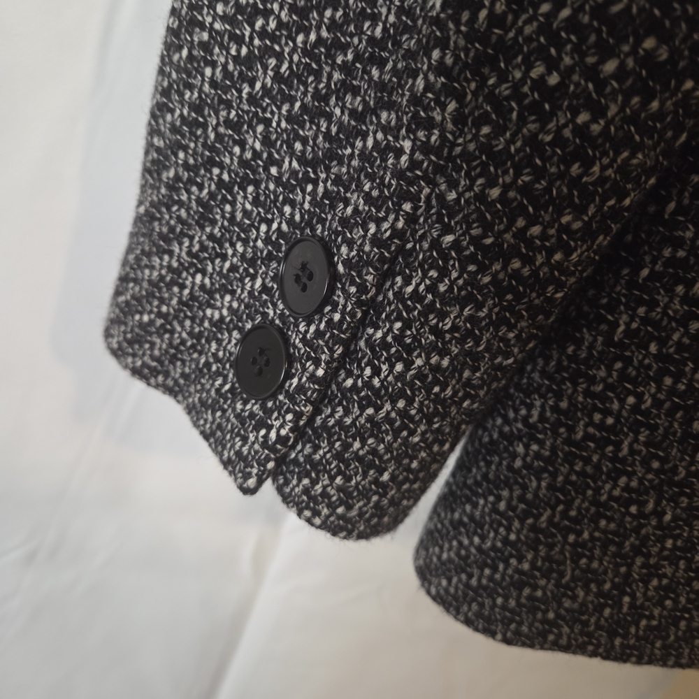Talbots Classic Tweed Wool Black and White Blazer Size 14 - Picture 9 of 10